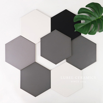 Nordic hexagonal brick tile Hexagonal floor tile black and white gray solid color kitchen bathroom Toilet wall tile All porcelain