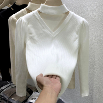 Cardiator hanging neck-knitted sweatshirt female blouse 2022 Spring new v collar small crowdsourced sweaters with undershirt sweater