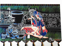 Guizhou ethnic handicraft batik painting cotton double-layer fabric painting homestay restaurant inn decoration painting background wall