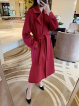 The stock water ripple has only a small number of high-end small sub cashmere big coat female long sections 2022 new
