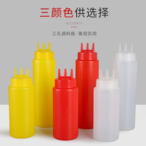Plastic squeeze sauce pot Three-hole squeeze sauce bottle sauce bottle Salad dressing squeeze bottle Squeeze bottle Oil pot jam ketchup
