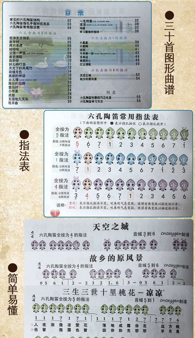 包邮天籁六孔中音c调陶笛6孔初学ac熏烧款专业埙乐器刻字送教学
