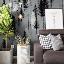 Nordic black gray forest non-woven wallpaper woods natural scenery living room bedroom background wall wallpaper home