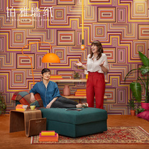 TV background wall wallpaper Nordic style 3d visual extension geometric wallpaper modern minimalist bedroom living room home