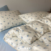 Elegant small floral cotton four-piece set naked sleeping cotton pastoral style quilt cover sheet bedding bedding three-piece set