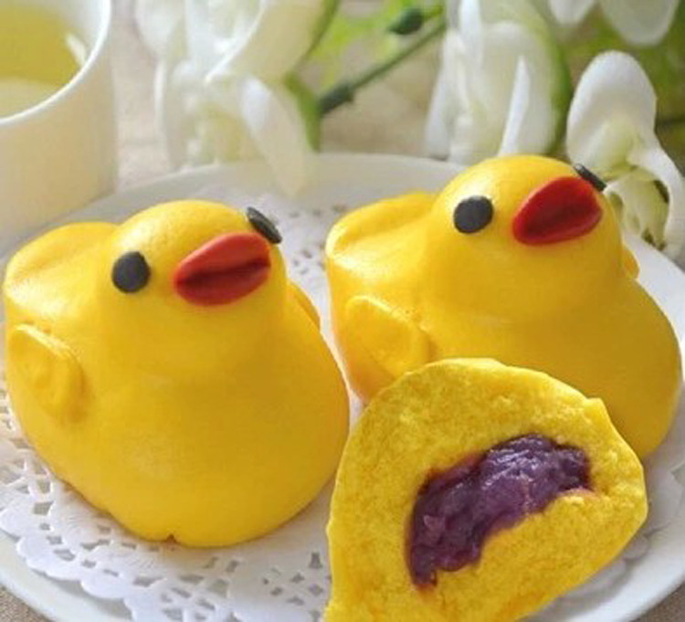 大黄鸭卡通包子宝宝紫薯馅鸭仔儿童营养早餐酒店面食点心可爱