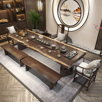 New Chinese Tea NTU Board Table Solid Wood Office Zen Living-room Tea Table Log Tea Table Tea Table Tea Water Table Brief