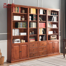American bookcase solid wood bookshelf shelf floor storage cabinet storage cabinet integrated country retro split frame whole wall