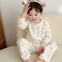 Baby Home Conserved Thin Summer Long Sleeve Suit for men and women Childrens pyjamas childrens pure cotton yarn breathable air conditioning