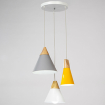 Personality creative coffee restaurant bar chandelier Simple LED single head solid wood aluminum art wood small chandelier