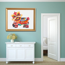 Solid wood picture frame 280 pieces Chinese style childrens alien puzzle frame rabbit kite frame lion dance puzzle photo frame