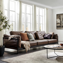 Youfan art Sicily Nordic living room leather sofa four straight modern Italian light luxury leather S-S23