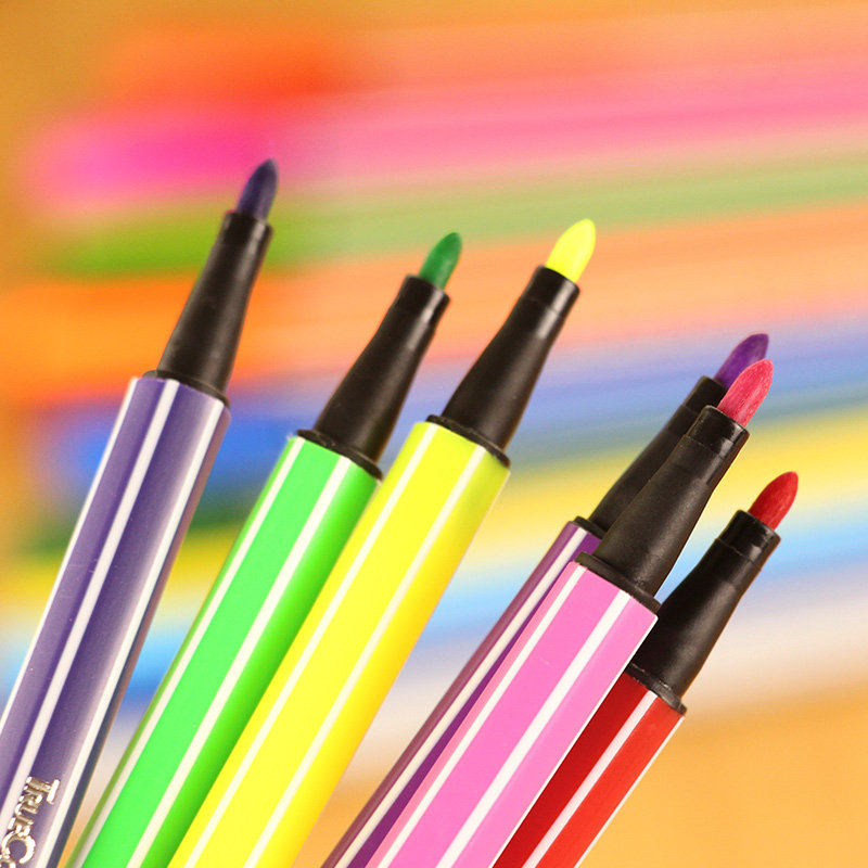 真彩可水洗无毒水彩笔套装 儿童涂鸦绘画彩色画笔桶装12 24 36色