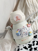 Japanese water cup thermos cup female with straw student kettle high value school children super cute big belly Cup