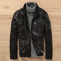 New imported sheepskin thick slim slim locomotive tide handsome Korean version short leather jacket jacket jacket