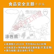 Kindergarten Primary School students food safety handwritten newspaper campus health and hygiene diet pyramid electronic tabloid Template