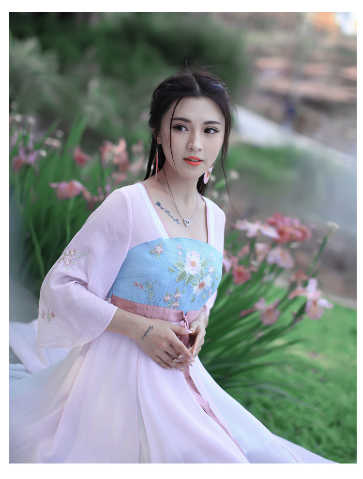 改良日常古装仙女飘逸清新淡雅轻纱古风裙子汉元素少女儿童连衣裙