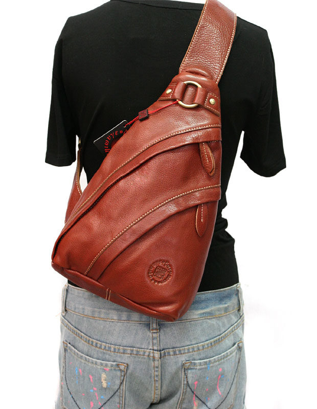 藏皮客大容量胸包男牛皮 大胸包女真皮斜挎包 男式斜跨包韩版潮包_双