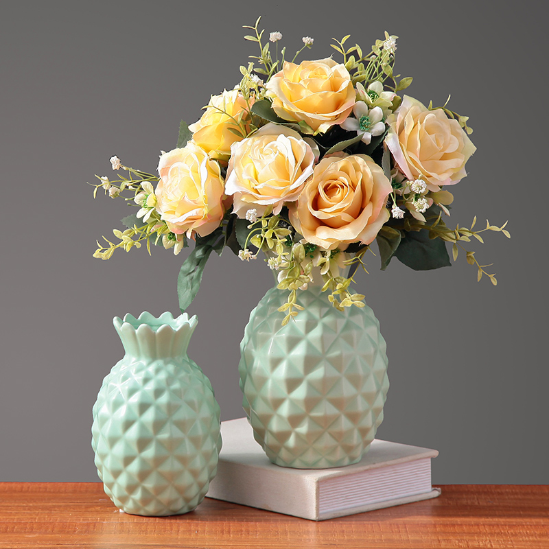 Small pure and fresh and ceramic vases, I and contracted artificial flowers, dried flowers, flower flower implement living room table home furnishing articles