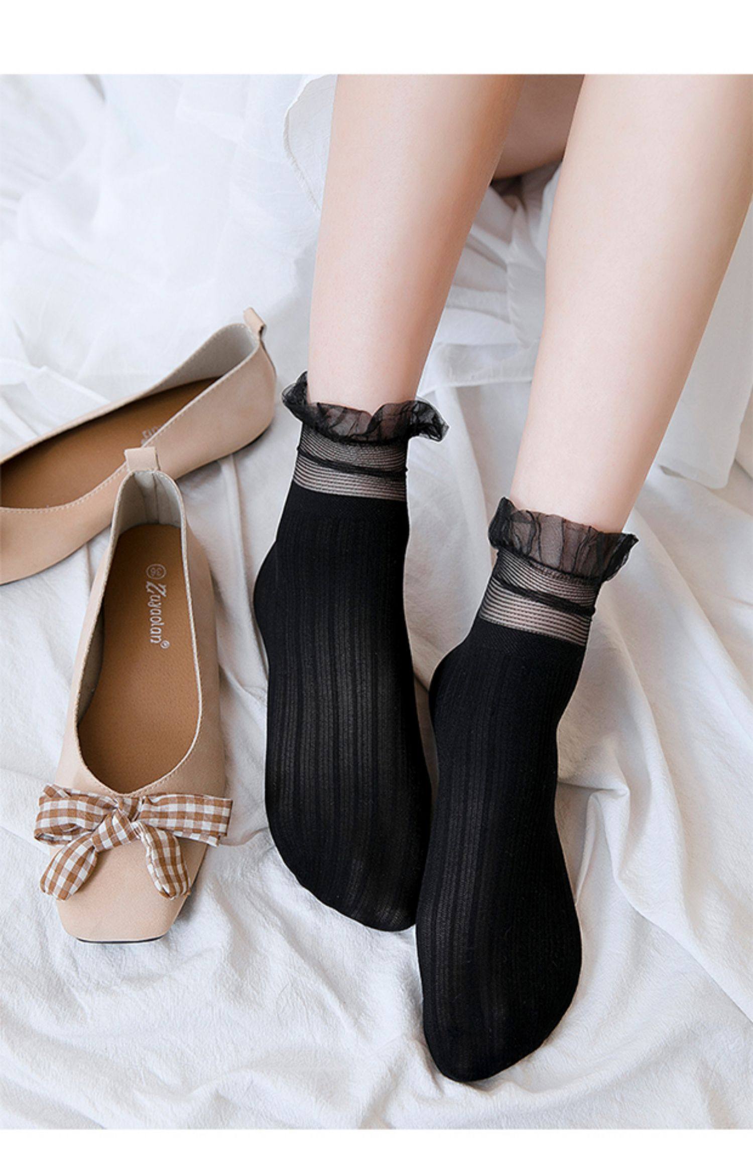 蕾丝袜子女花边短袜夏季薄款中筒袜