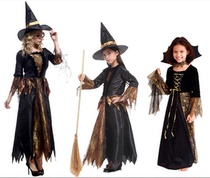 Halloween Spider Small Witch Cosplay Witch Makeup Prom Dress Black Gold Magic Witch Kiss
