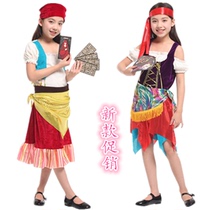 Masquerade cosplay Halloween Children Ethnic Costume Gypsy Girl Dress Up