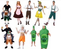 German Oktoberfest costume suspenders suit funny beer suit bar stage dress waiter suit