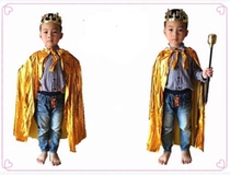 Childrens Day King Costume Prince Dress Up Cloak Scepter Crown Children Golden Cloak Cloak
