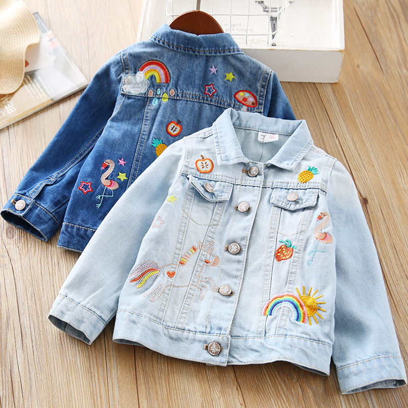 Girl Denim Jacket 2022 Spring Autumn New Children Embroidered Blouses Children Korean Version Short of a thin outshirt