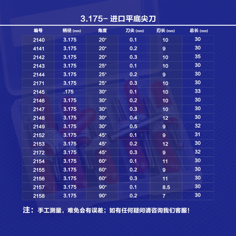 沪豪雕刻刀具进口3.175平底尖刀金属锥度雕刻刀数控雕刻机刀具产品展示图3