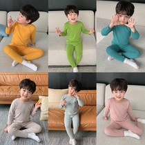 Boys pajamas home clothes autumn clothes autumn trousers bottoming cotton thermal underwear small childrens set baby autumn and winter