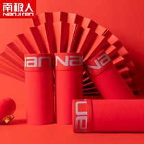 South Pole mans life mens underwear flat angle pants pure cotton rat year large red gift belongs to rat four-corner short underpants head