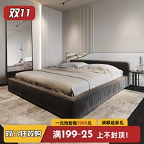 The Nordic cloth art bed simple modern light luxury bed industrial ventilation red bed 1 8 meters double master bedroom tatami nuptial bed