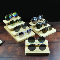 Solid wood glasses display stand Ladder glasses shop display props sell glasses wooden multi-layer display display stand