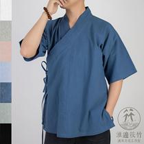 Huaibian Xiaozhu boys Hanfu cross-collar half-arm short short-sleeved summer spot Han Yuan Summing Road robe