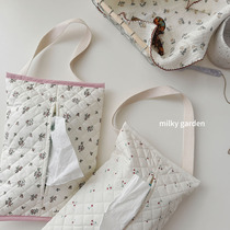 milky Korean ins floral cherry tissue box bedroom living room paper box napkin storage car tissue bag