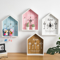 Nordic wooden creative personality door key rack storage box wall adhesive hook porch home decoration wall