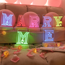 marryme courtlamp decoration arrangement room romantic table white prop love letter lamp led colorful light atmosphere