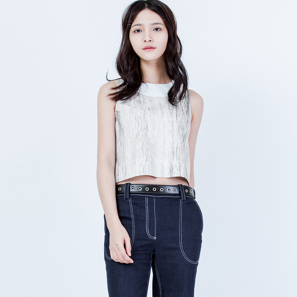 iohll原创设计2016夏季新款短版无袖圆领t恤女上衣潮品