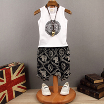 Boys summer 2021 new two-piece sleeveless cotton T-shirt Korean summer children's clothing children's vest shorts