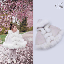 MILOVES Girls Princess Cashmere Fur Cloak Cloak Autumn Winter Coat Children