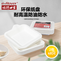 BBQ family picnic tableware cake plate disposable tray plate dish small square thickened home