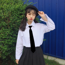 Autumn and winter New Korean white shirt female long sleeve student class uniform size wild loose professional tie shirt tide