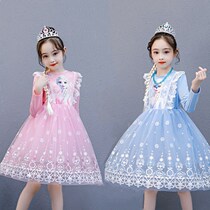 Ice and Snow Edge Love Tha Princess Dresses Girl Foreign Air Genuine Spring Autumn Dress Long Sleeves Birthday Gown Children Dress dress