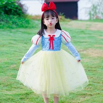 Snow Chic Edge Princess Nepotism Dress White Snowy dress New autumn dress Halloween gown dress girl baby to play dress