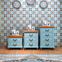 Mediterranean American country solid wood drawer two three bucket cabinet four bucket cabinet oak veneer bedroom multi-function bedside table