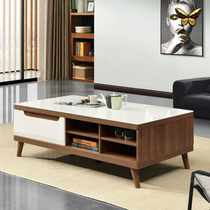 Minimalist Nordic coffee table TV cabinet combination Simple modern living room small apartment Walnut telescopic tea table furniture