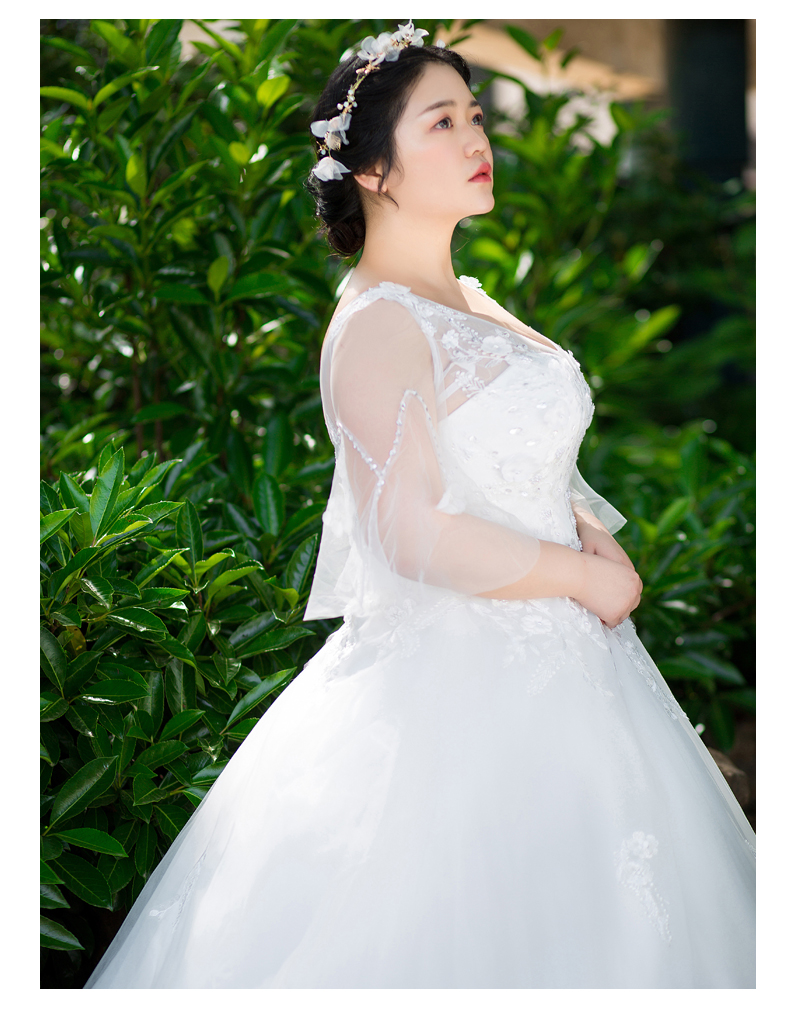 2018新款加肥加大码婚纱礼服胖mm显瘦200斤拖尾齐地胖人新娘定制