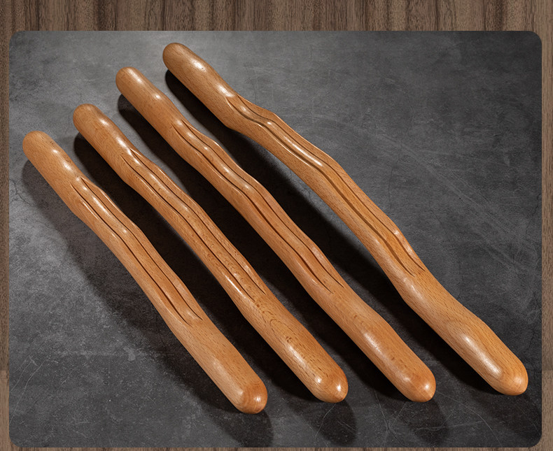 美容院擀筋棒按摩棍养生棒实木刮痧棒拨榉木赶筋棒全身通用套装女