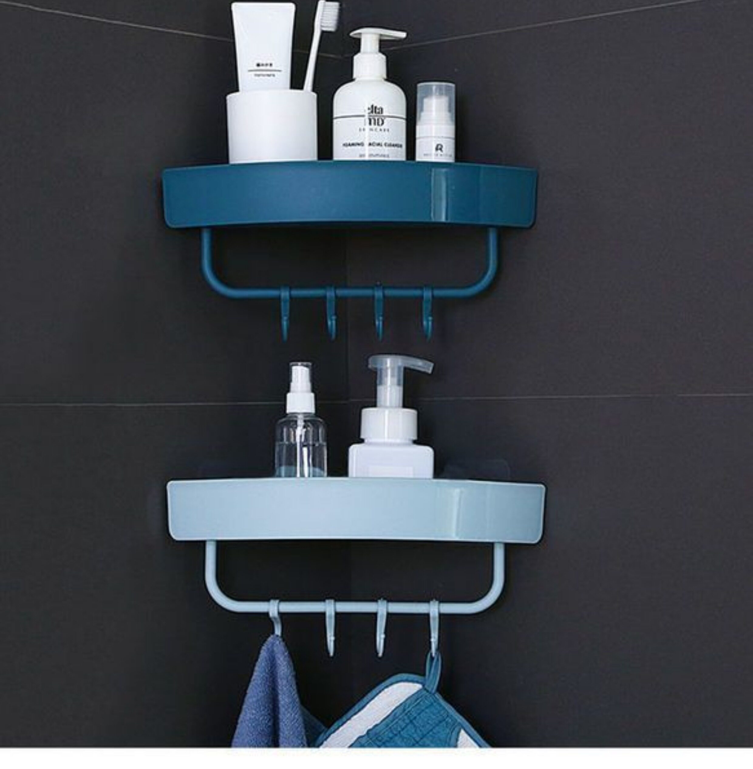 浴室厕所卫生间墙上免打孔三角置物架洗澡间墙壁转角挂墙上收纳架